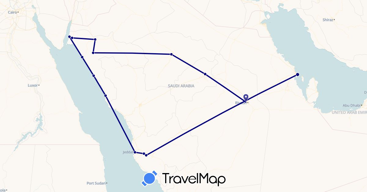 TravelMap itinerary: driving in Saudi Arabia (Asia)